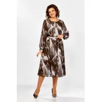 Платье Swallow 876.2 коричнево- серый принт