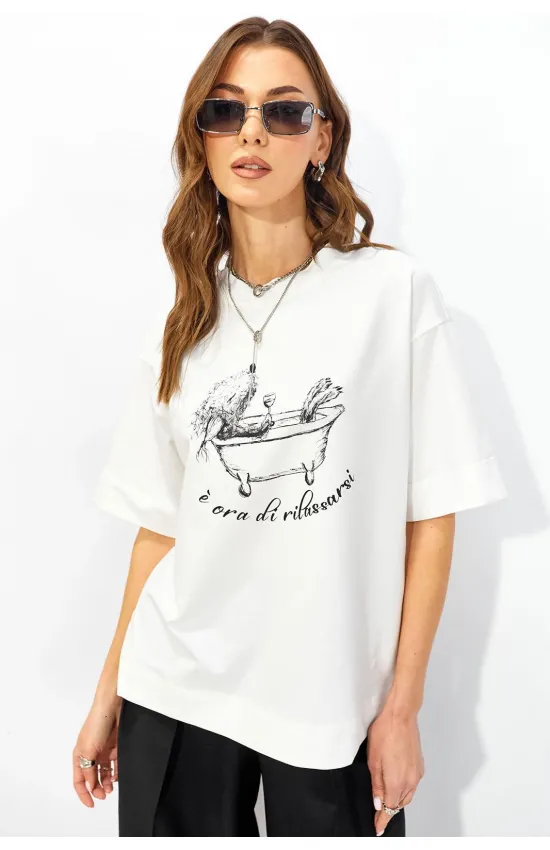 Майка Люше 4341 молоко+черный