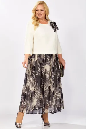 Платье Кокетка И К 1314 молочный+серый