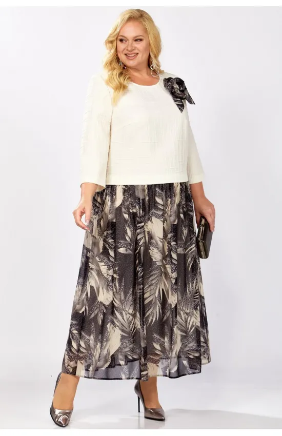 Платье Кокетка И К 1314 молочный+серый