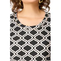 Блузка Swallow 878 чёрный, Принт «молочные ретро-волны»