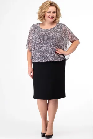 Платье Anelli 136 черный с розовым