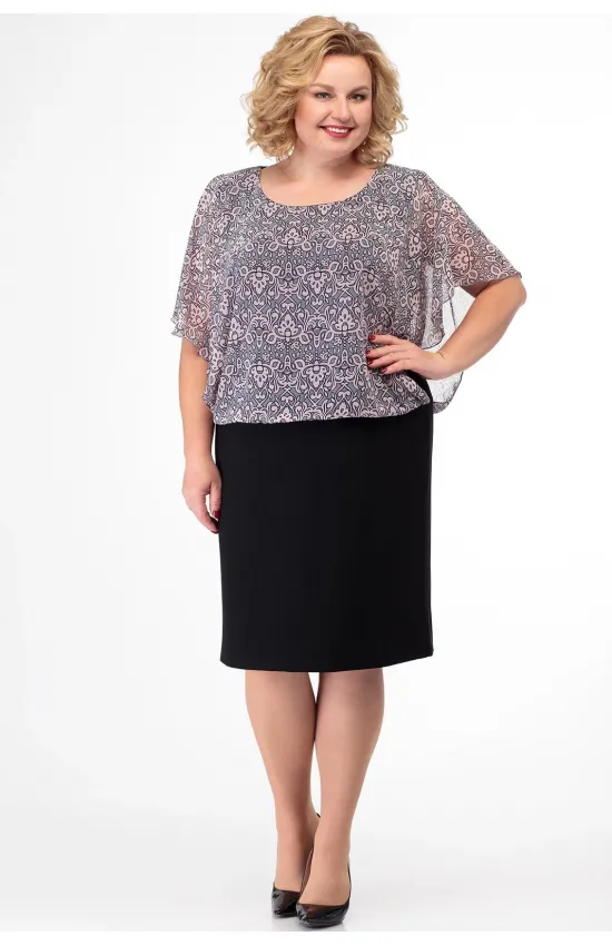 Платье Anelli 136 черный с розовым