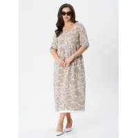 Платье Your Size 2253/164 Серо-бежевый с принтом