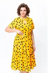 Платье Swallow 738 солнечно-желтый в черный и грушевый  горошек