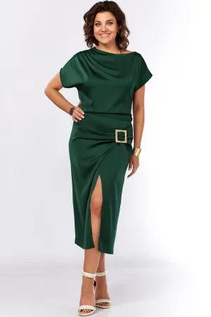 Платье Ольга Стиль С902 зеленая бутылка