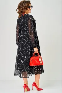 Платье Eva Grant 7177C черный в мелкий горох