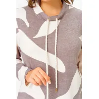 Кофта Swallow 883.2 кофейный в молочный принт