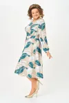 Платье Swallow 885.2 бежевый принт «ярко-голубые и белые листья»