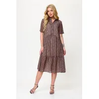 Платье Talia Fashion 424 геометрический принт в черно- коричневых тонах.