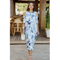 Платье Vittoria Queen 28633 молочный, синий, принт