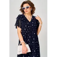 Платье Eva Grant 7116 синий горох