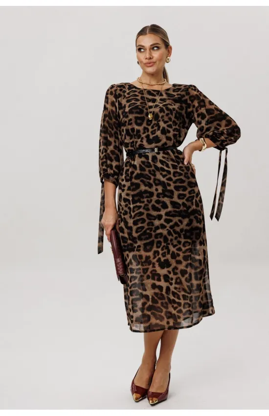 Платье Anelli 1733 Коричневый леопард