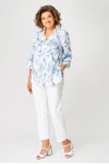 Блузка Swallow 852 белый/принт голубые цветы