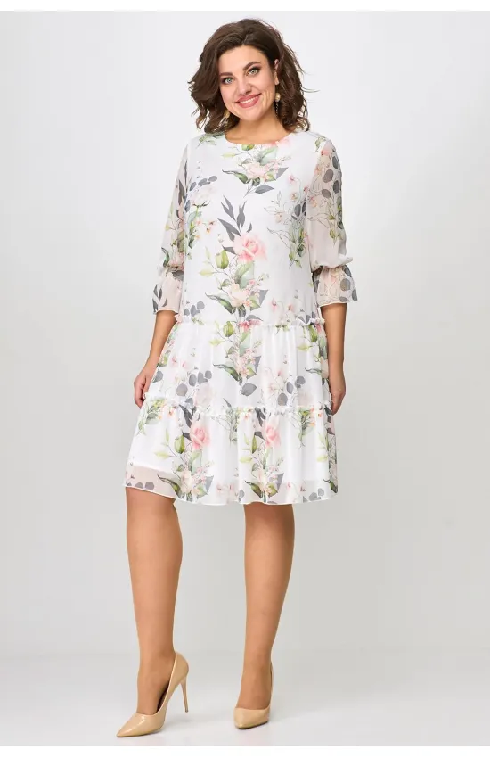 Платье Moda-Versal 2328 молочный + цветы