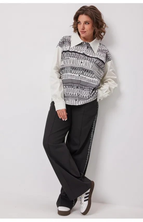 Блузка Begimoda 4136 сливочно-серый