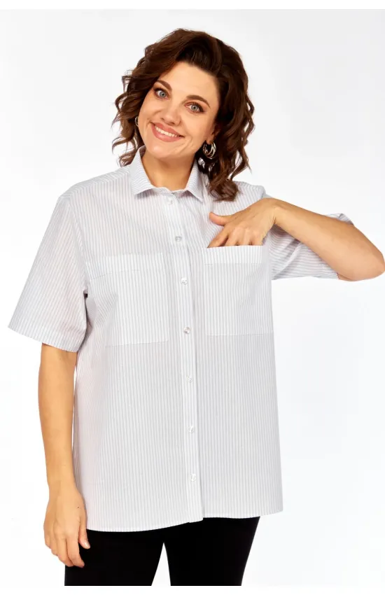 Рубашки Avenue 0338-4 полоска серый+молочный