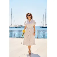 Платье Лилиана 1521 белый+горох