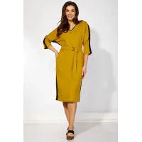 Платье Карина Делюкс М-1208горчица горчица, черный