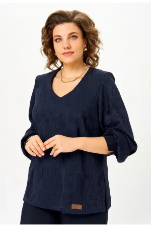 Блузка Белэльстиль 879-329 синий принт