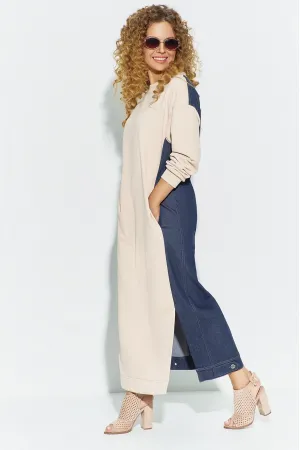 Платье Euromoda 686 сине-бежевый