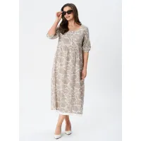 Платье Your Size 2253/164 Серо-бежевый с принтом