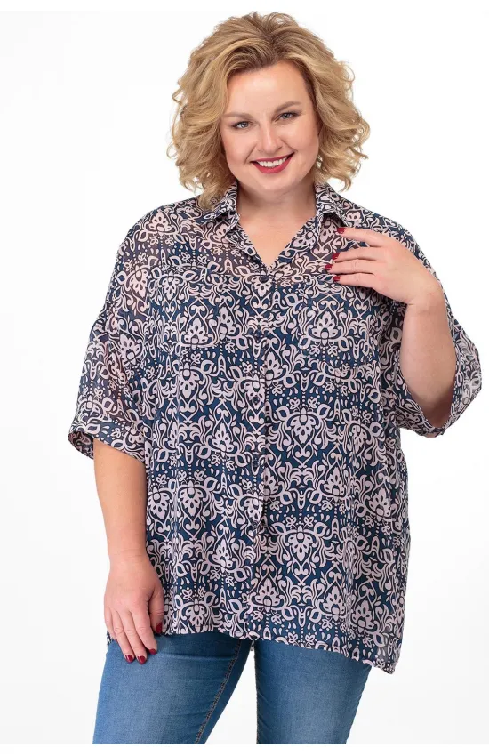 Блузка Anelli 706 беж-синий