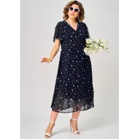 Платье Eva Grant 7116 синий горох