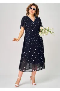 Платье Eva Grant 7116 синий горох