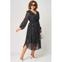Платье Eva Grant 7297В черный в белый горох