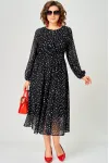 Платье Eva Grant 7177C черный в мелкий горох