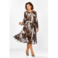 Платье Swallow 876.2 коричнево- серый принт