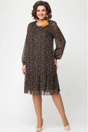 Платье Дали 4560.1 цветы и ягоды на черном