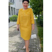 Платье Vittoria Queen 22853 дизайн клетка желтый Платье Vittoria Queen 22853 дизайн клетка желтый
