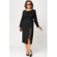 Платье Eva Grant 7220Б черный+принт капучино