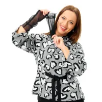 Кофта T&n 7724 серый дизайн «сердечки»