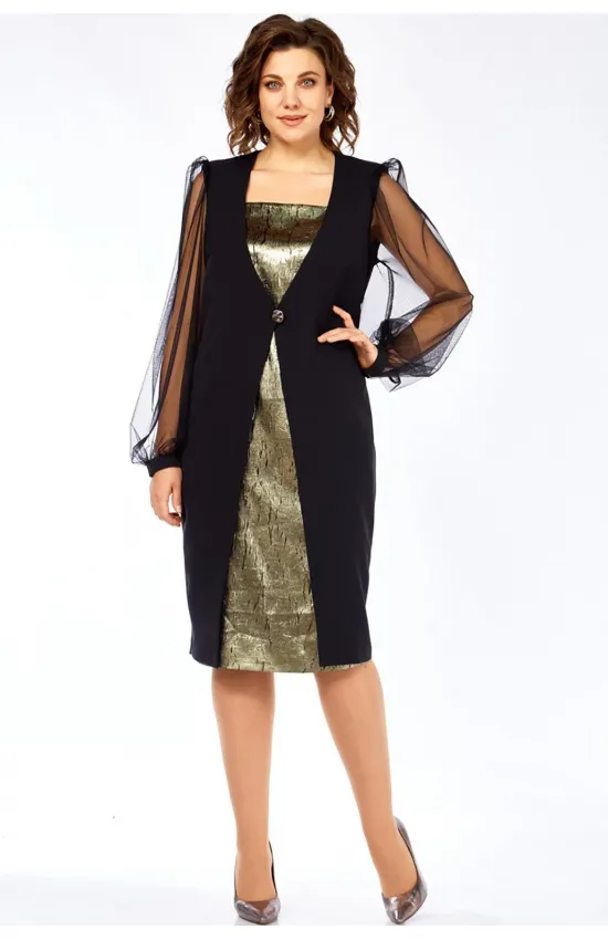 Платье Милора-Стиль 1417 черный + золото