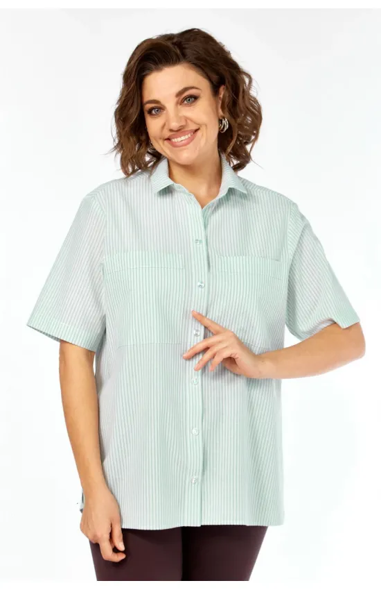 Блузка Avenue 0338-5 полоска, светло-зеленый+молочный