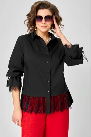 Блузка Eva Grant 5002 черный с кружевом