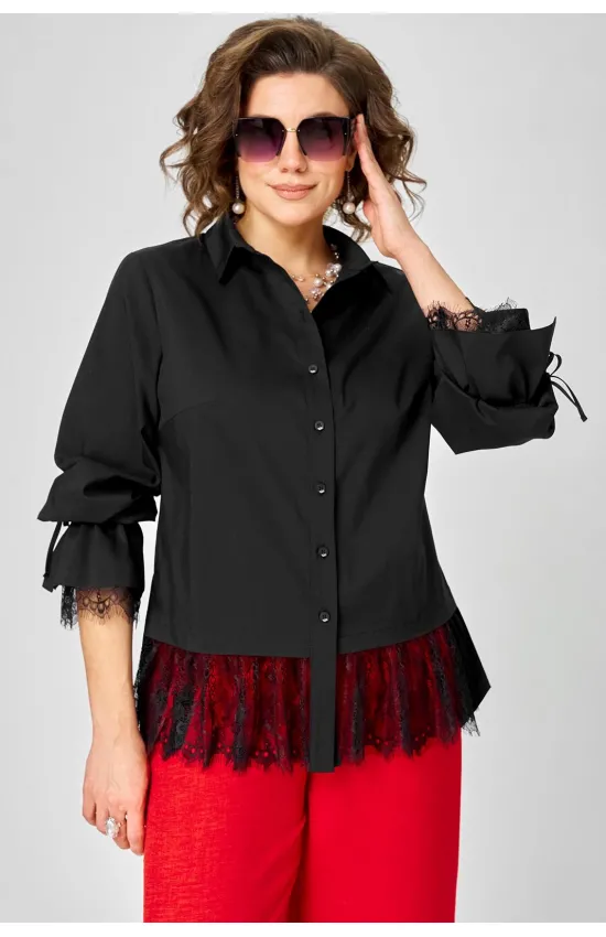 Блузка Eva Grant 5002 черный с кружевом