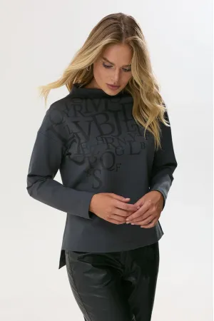 Кофта Люше 3570 * графит с принтом