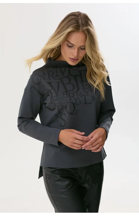 Кофта Люше 3570 * графит с принтом