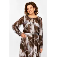 Платье Swallow 876.2 коричнево- серый принт