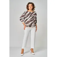 Блузка Swallow 872.3 молочный шоколад/принт «белая абстракция»