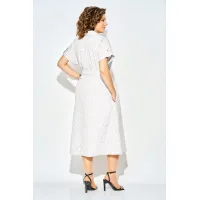 Платье Лилиана 1521 белый+горох