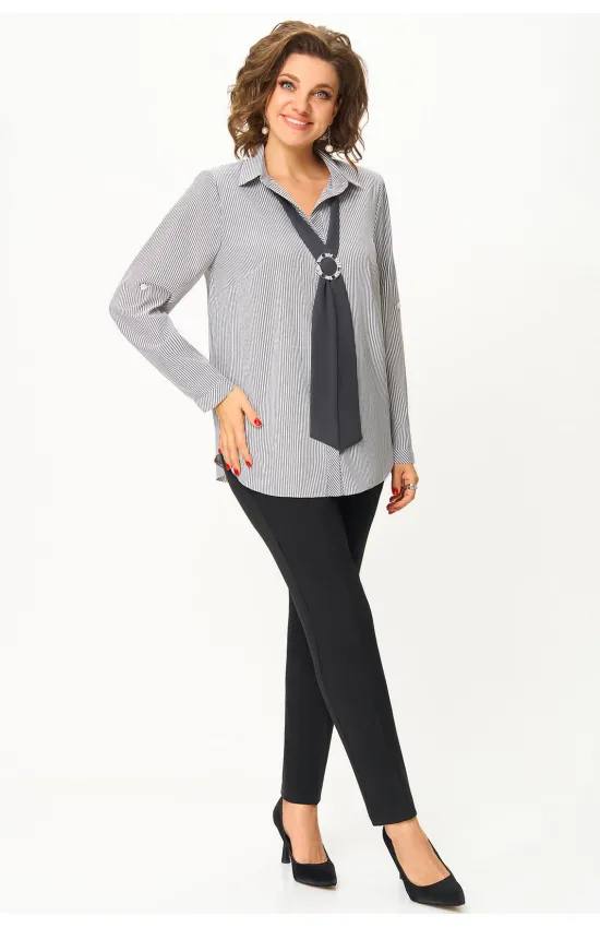 Блузка Дали 4611 серая полоска