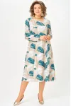 Платье Swallow 885.2 бежевый принт «ярко-голубые и белые листья»