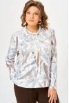 Кофта Swallow 883.1 молочный, принт «бежево-голубые тропические листья»