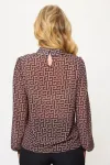 Блузка Talia Fashion 423 геометрический коричнево-черный принт.