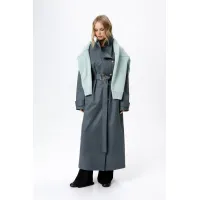 Плащ Pirs 6214 серо-бирюзовый